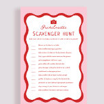 Retro Pink Red Bachelorette Scavenger Hunt Game<br><div class="desc">Retro Pink Red Bachelorette Scavenger Hunt Game Cards</div>