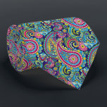 Retro Pink Red Blue Yellow Paisley Floral Pattern Neck Tie<br><div class="desc">Unique neck tie with contemporary bright aqua turquoise, hot pink, vibrant red, yelow, light and dark blue colored floral paisley pattern. Ornate, funky, modern and whimsical hipster design for the artistic or artsy hip trend setter, vintage retro, nouveau deco art style or abstract graphic digital geometric motif lover. Unique, pretty,...</div>