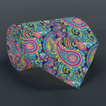 Retro Pink Red Blue Yellow Paisley Floral Pattern Neck Tie<br><div class="desc">Unique neck tie with contemporary bright aqua turquoise, hot pink, vibrant red, yelow, light and dark blue colored floral paisley pattern. Ornate, funky, modern and whimsical hipster design for the artistic or artsy hip trend setter, vintage retro, nouveau deco art style or abstract graphic digital geometric motif lover. Unique, pretty,...</div>