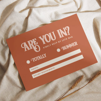 Retro Pink Red Bold Typography Colorful Wedding RSVP Card