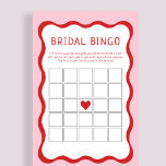 Retro Pink Red Bridal Shower Bingo Game Cards<br><div class="desc">Retro Pink Red Bridal Shower Bingo Game Cards</div>