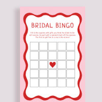 Retro Pink Red Bridal Shower Bingo Game Cards