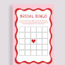 Retro Pink Red Bridal Shower Bingo Game Cards