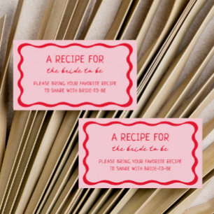 Retro Pink Red Bridal Shower Share A Recipe Enclosure Card