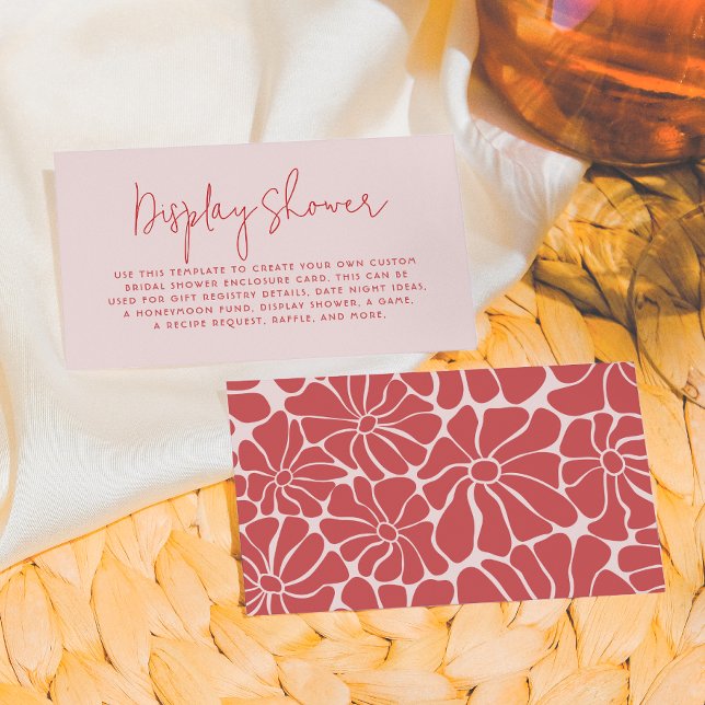 Retro Pink & Red Groovy Bridal Brunch Enclosure Card (Creator Uploaded)