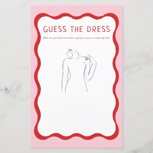 Retro Pink Red Guess The Dress Bridal Game