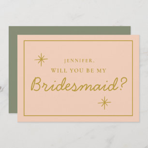 Retro Pink &Red Handwriting Bridesmaid Proposal Invitation