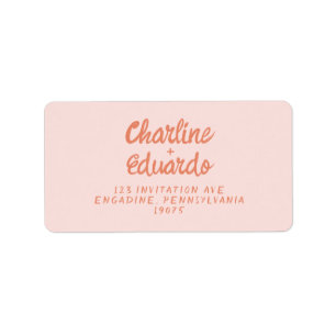 Retro Pink &Red Handwriting Wedding Label