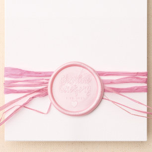 Retro Pink &Red Handwriting Wedding Wax Seal Sticker