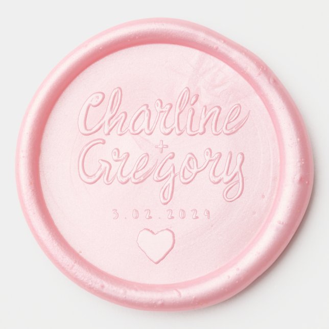 Retro Pink &Red Handwriting Wedding  Wax Seal Sticker (Front)
