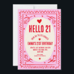 Retro Pink Red Handwritting 21St  Birthday Party Invitation<br><div class="desc">Retro Pink Red Handwritting 21St  Birthday Party</div>