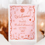 Retro pink red  illustrated welcome bridal shower poster