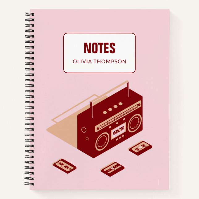 Retro Pink Red Personalized Lesson Composition  No Notebook (Front)