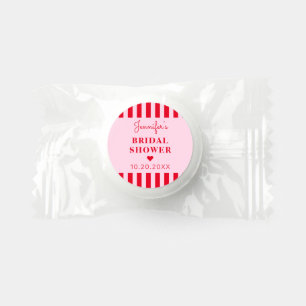 Retro Pink & Red Stripes Bridal Shower Life Saver® Mints