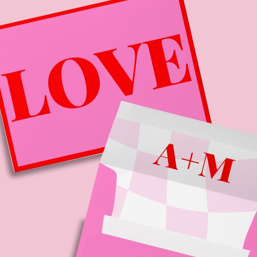 Retro Pink Red Vibrant Valentines Day Envelope