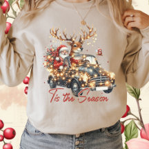 Retro Pink Reindeer Santa Tis The Season Truck