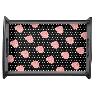 Retro Pink Rose Decor Hostess Tray Gift