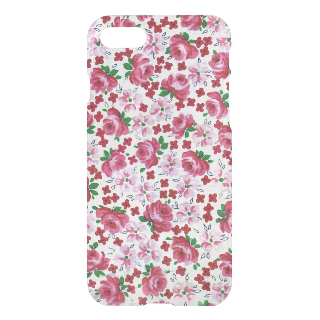 Retro Pink Roses iPhone 7 Clearly™ Deflector Case (Back)
