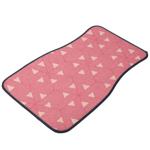 Retro Pink Sakura Japan Triangle Geometric Pattern Car Floor Mat