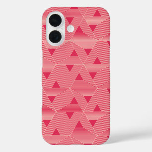 Retro Pink Sakura Japan Triangle Geometric Pattern iPhone 16 Case
