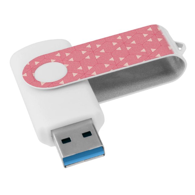 Retro Pink Sakura Japan Triangle Geometric Pattern Flash Drive (Angled)
