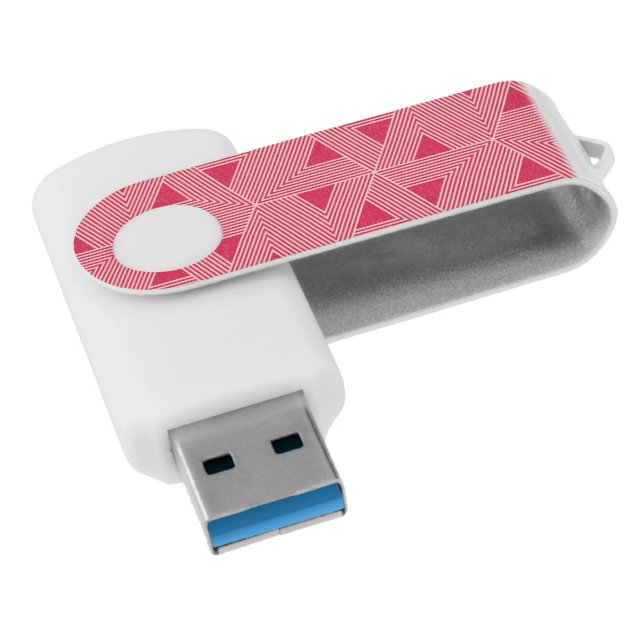 Retro Pink Sakura Japan Triangle Geometric Pattern Flash Drive (Angled)