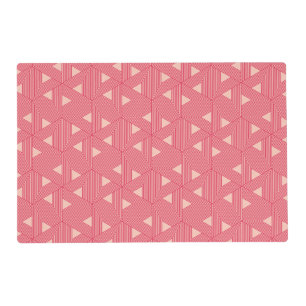 Retro Pink Sakura Japan Triangle Geometric Pattern Placemat