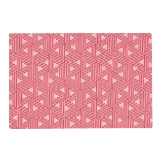 Retro Pink Sakura Japan Triangle Geometric Pattern Placemat (Front)