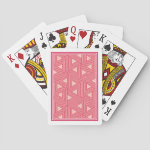 Retro Pink Sakura Japan Triangle Geometric Pattern Poker Cards