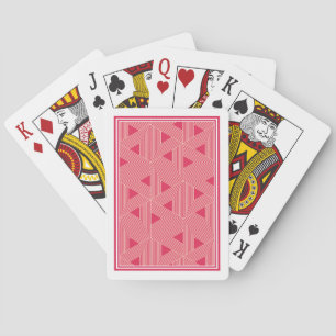 Retro Pink Sakura Japan Triangle Geometric Pattern Poker Cards