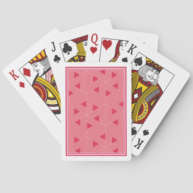 Retro Pink Sakura Japan Triangle Geometric Pattern Poker Cards (Back)
