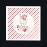 Retro Pink Santa Baby christmas baby shower Napkins<br><div class="desc">retro pink Santa Baby  christmas themed baby shower paper party napkins.</div>