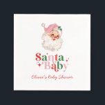 Retro Pink Santa Baby christmas baby shower Napkins<br><div class="desc">retro pink Santa Baby  christmas themed baby shower paper party napkins.</div>