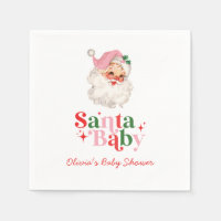 Retro Pink Santa Baby christmas baby shower