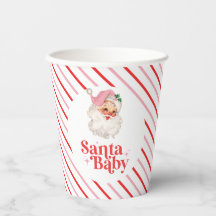 Retro Pink Santa Baby christmas baby shower