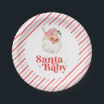 Retro Pink Santa Baby christmas baby shower Paper Plates<br><div class="desc">retro pink Santa Baby  christmas themed baby shower paper party plates.</div>