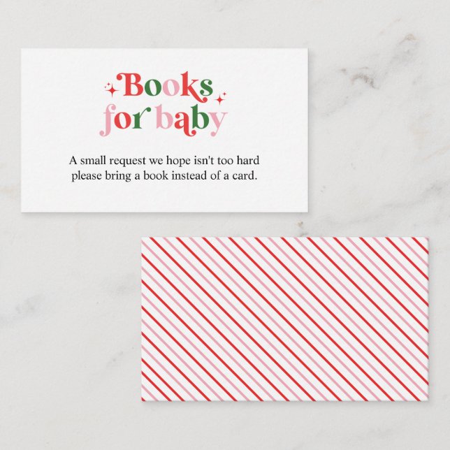 Retro Pink Santa Baby Shower Book Request Enclosure Card (Front/Back)