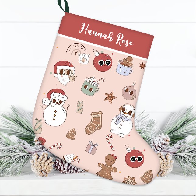 Retro Pink Santa Christmas Stocking (Creator Uploaded)