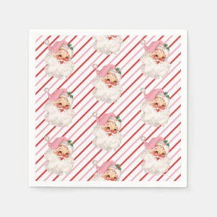 Retro Pink Santa Oh What Fun Napkins