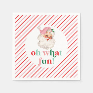 Retro Pink Santa Oh What Fun Napkins