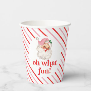 Retro Pink Santa Oh What Fun Paper Cups
