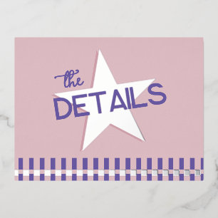 Retro Pink & Silver Disco Wedding Detail Foil Card