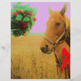 Retro pink sky Christmas Horse
