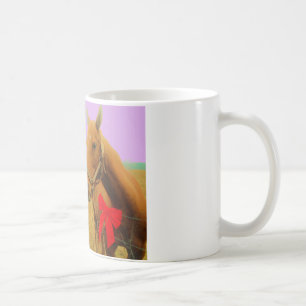Retro pink sky Christmas Horse Coffee Mug