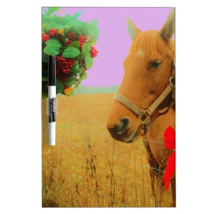 Retro pink sky Christmas Horse Dry-Erase Board