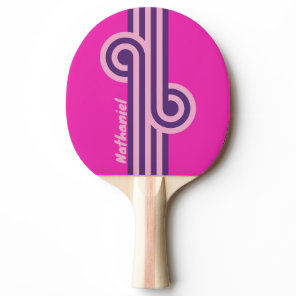 Retro Pink Sky Loop with Name Ping Pong Paddle
