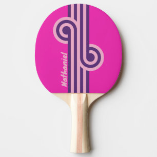 Retro Pink Sky Loop with Name Ping Pong Paddle