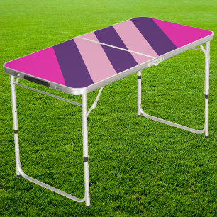 Retro Pink Sky Stripes Tailgate  Beer Pong Table
