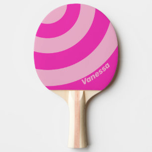 Retro Pink Sky Three Circle Stripe with Name Ping Pong Paddle