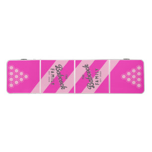 Retro Pink Sky Three Stripes Family Name & Year Beer Pong Table